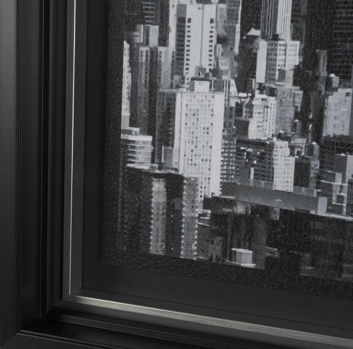 Midtown Manhattan Skyline (Set of 3) by Richard Silver Textured Framed Art Print Matted under Glass by Mercana at Eve Furniture