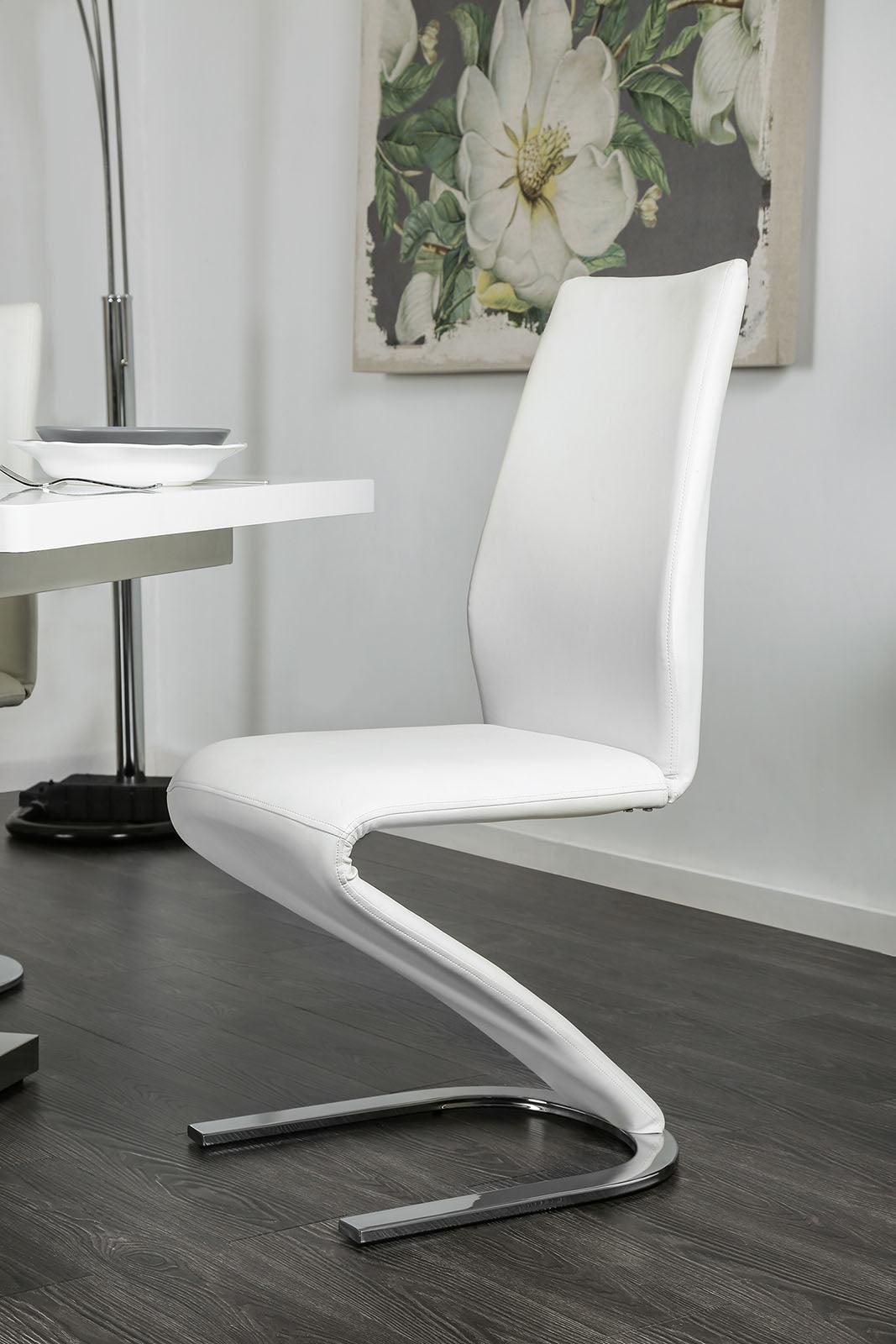 Midvale White/Chrome Side Chair, Set of 2 by Furniture of America at Eve Furniture