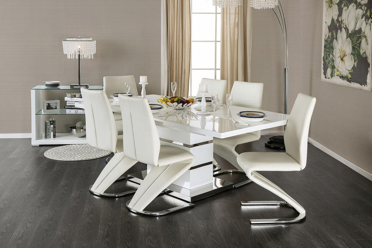 Midvale White/Chrome Dining Table by Furniture of America at Eve Furniture