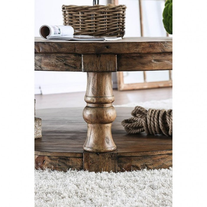 Mika Antique Oak Coffee Table by Furniture of America at Eve Furniture