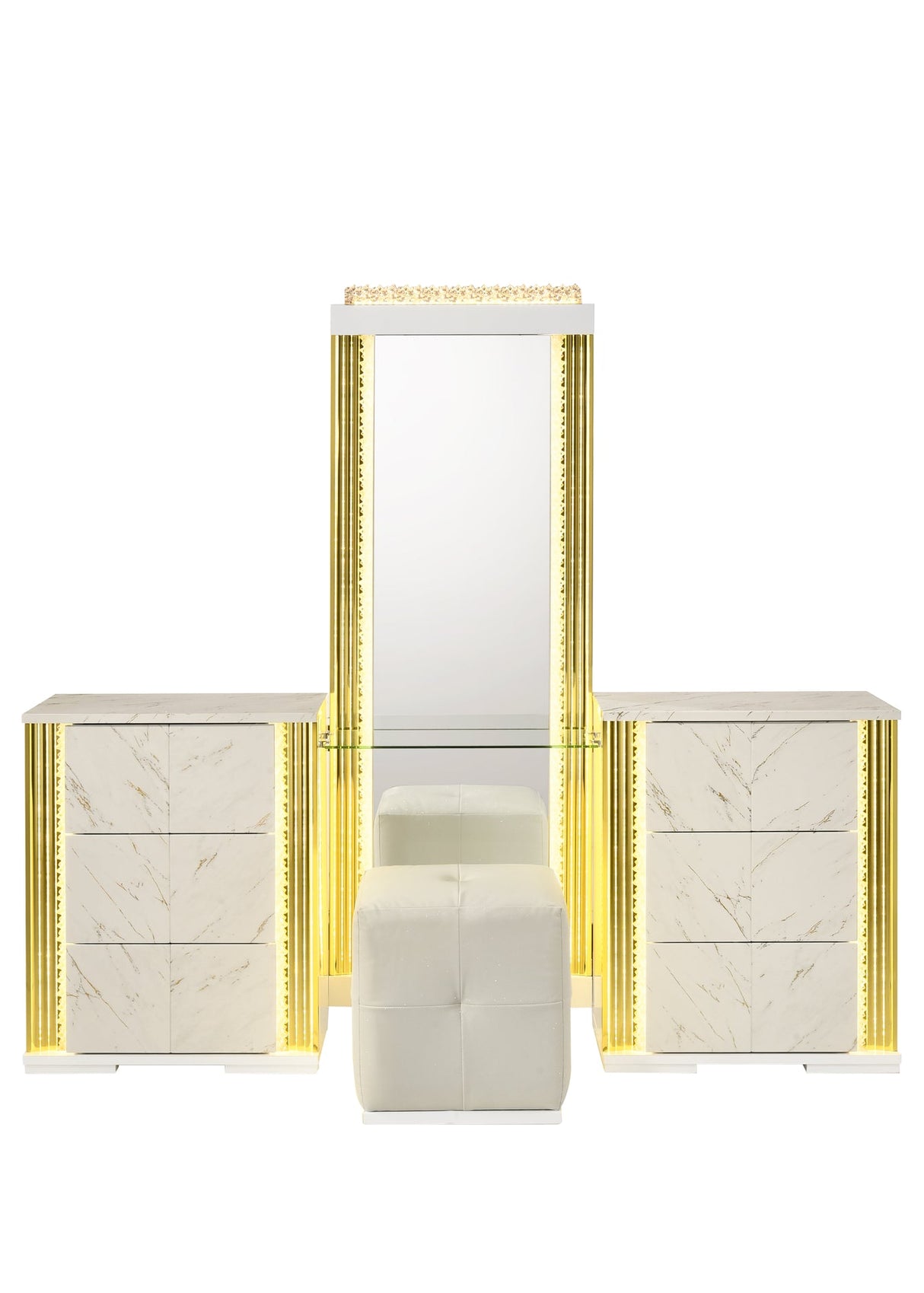 Mika White Vanity Set by New Era Innovations at Eve Furniture