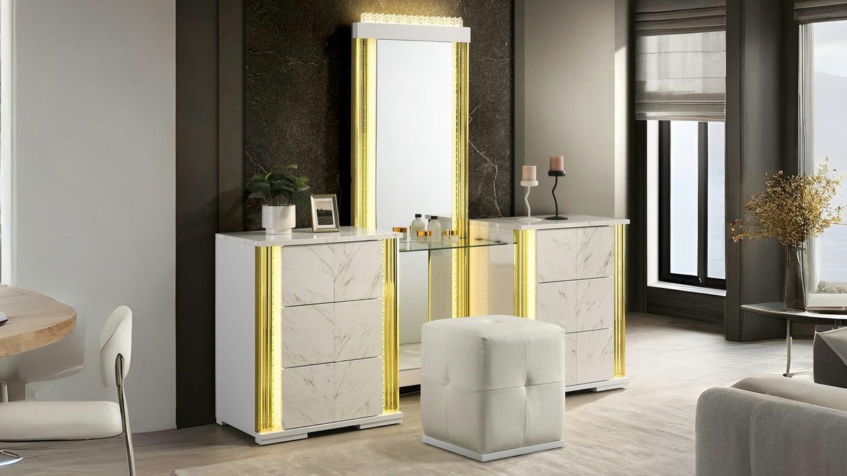 Mika White Vanity Set by New Era Innovations at Eve Furniture