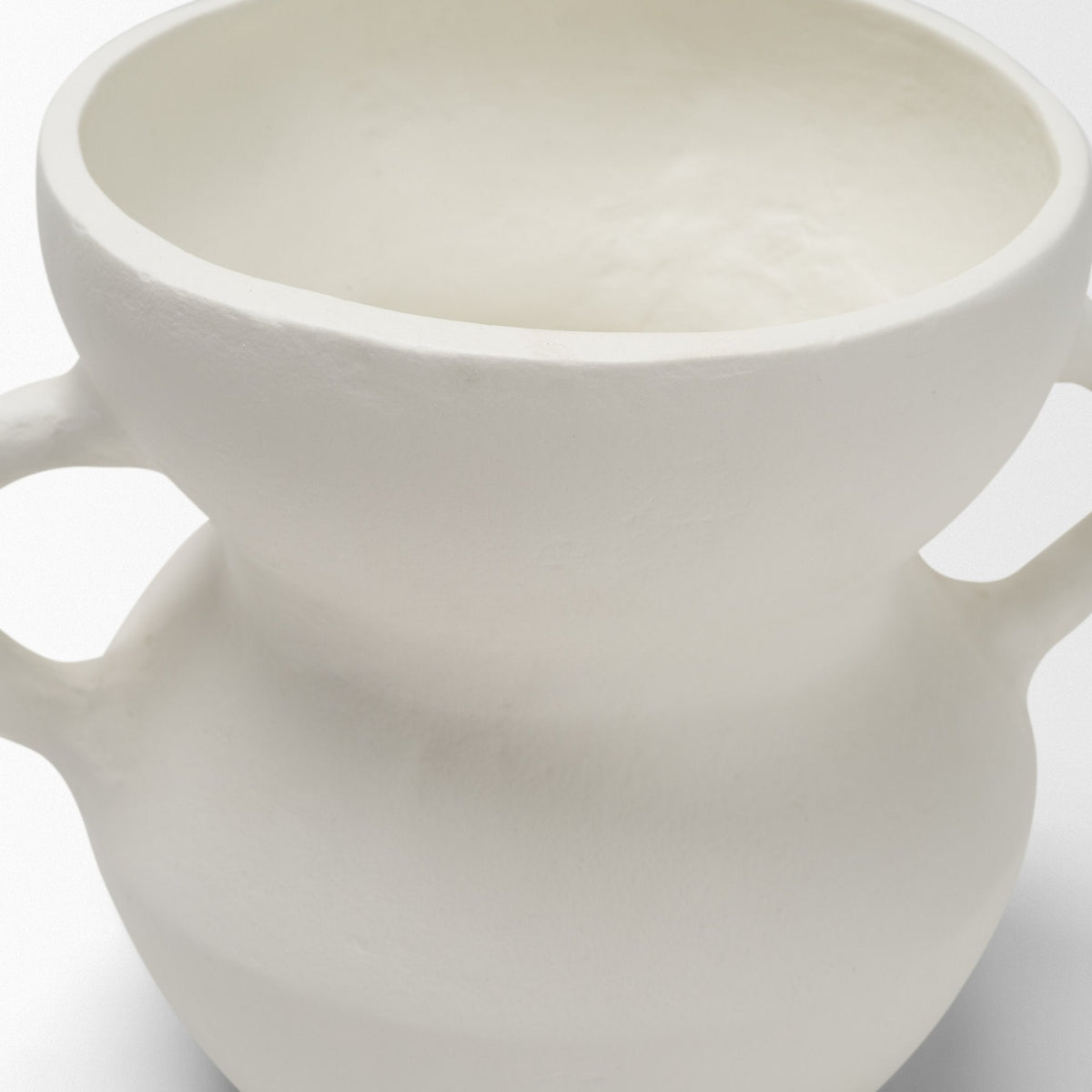 Mika Wide White Ceramic Vase w/ Handles by Mercana at Eve Furniture