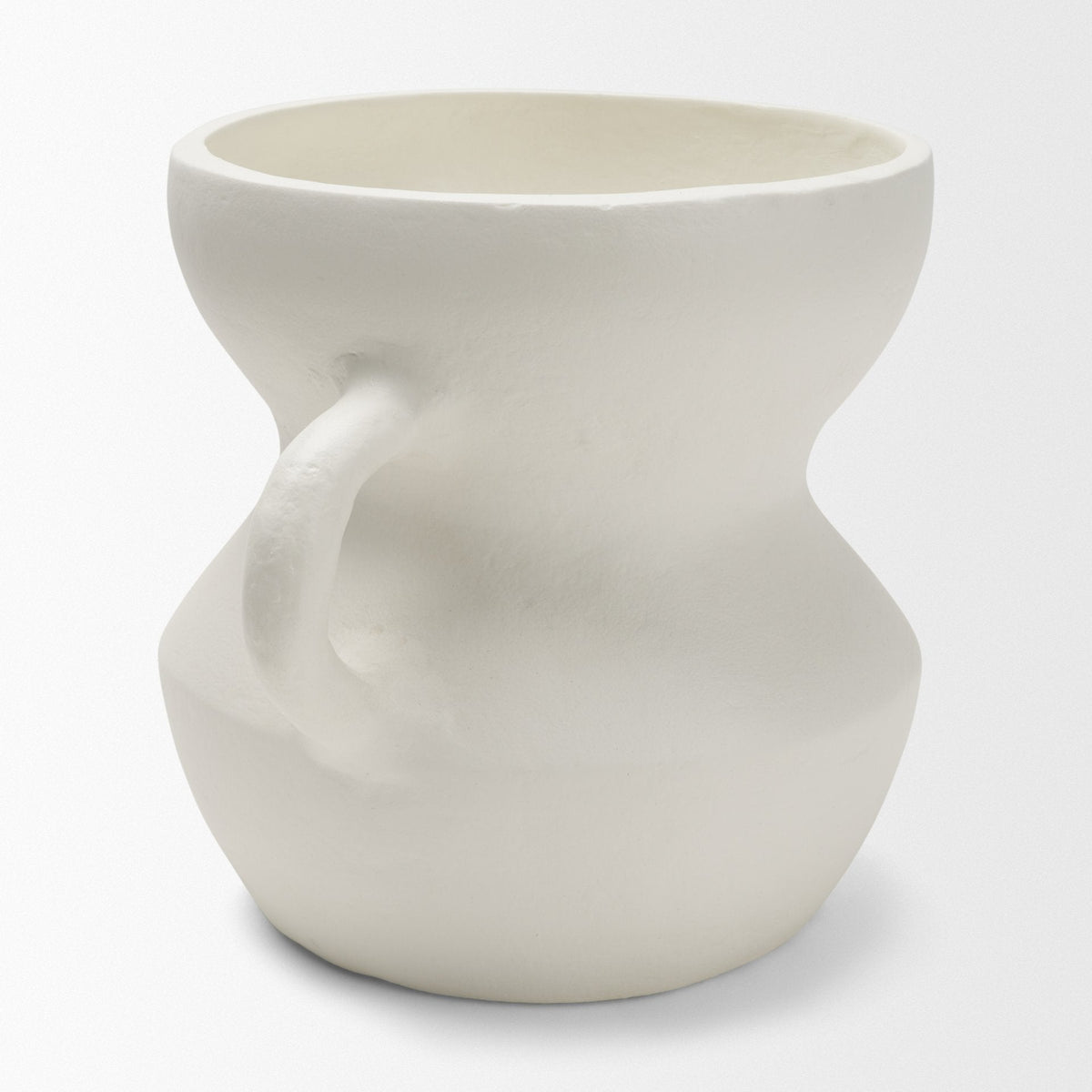Mika Wide White Ceramic Vase w/ Handles by Mercana at Eve Furniture