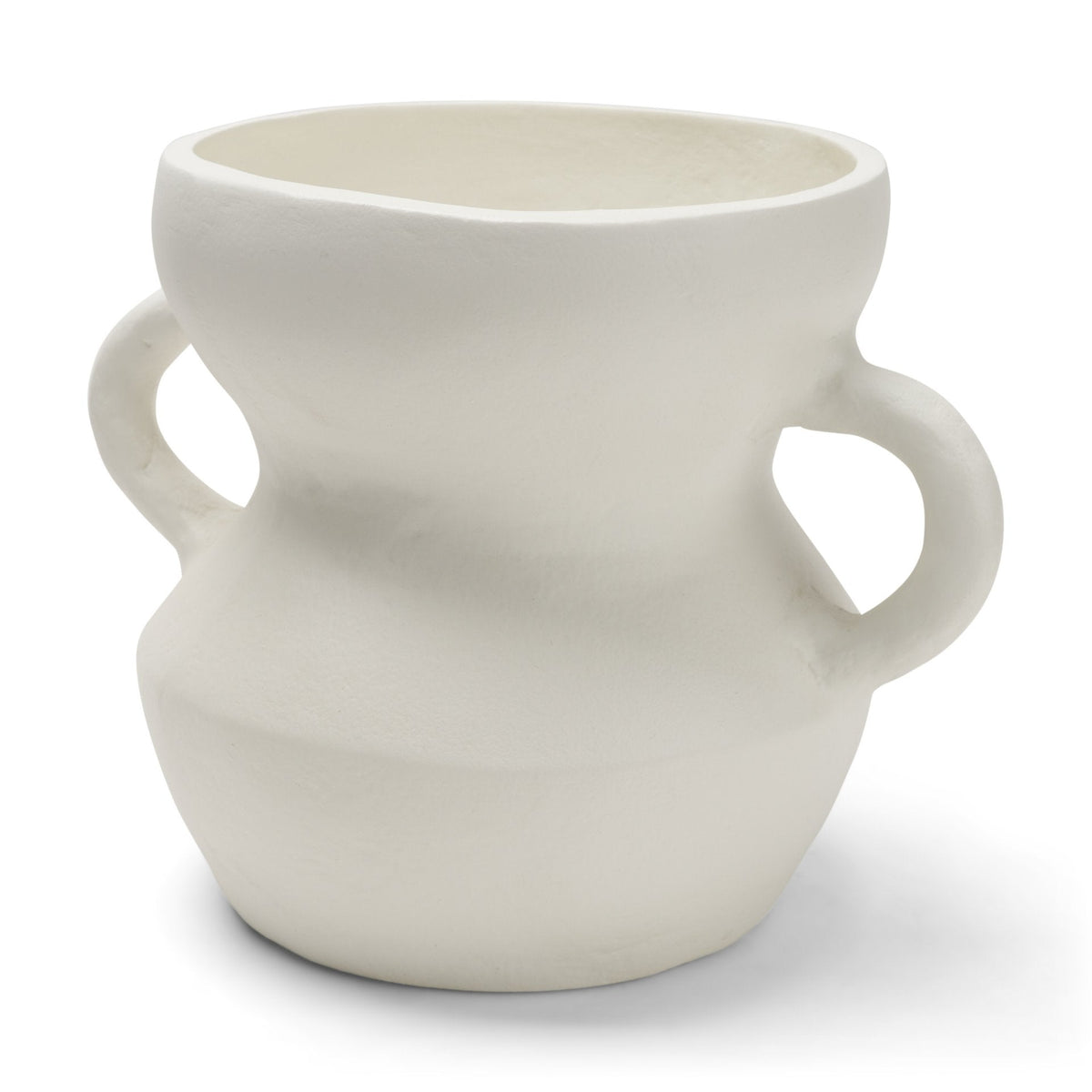 Mika Wide White Ceramic Vase w/ Handles by Mercana at Eve Furniture
