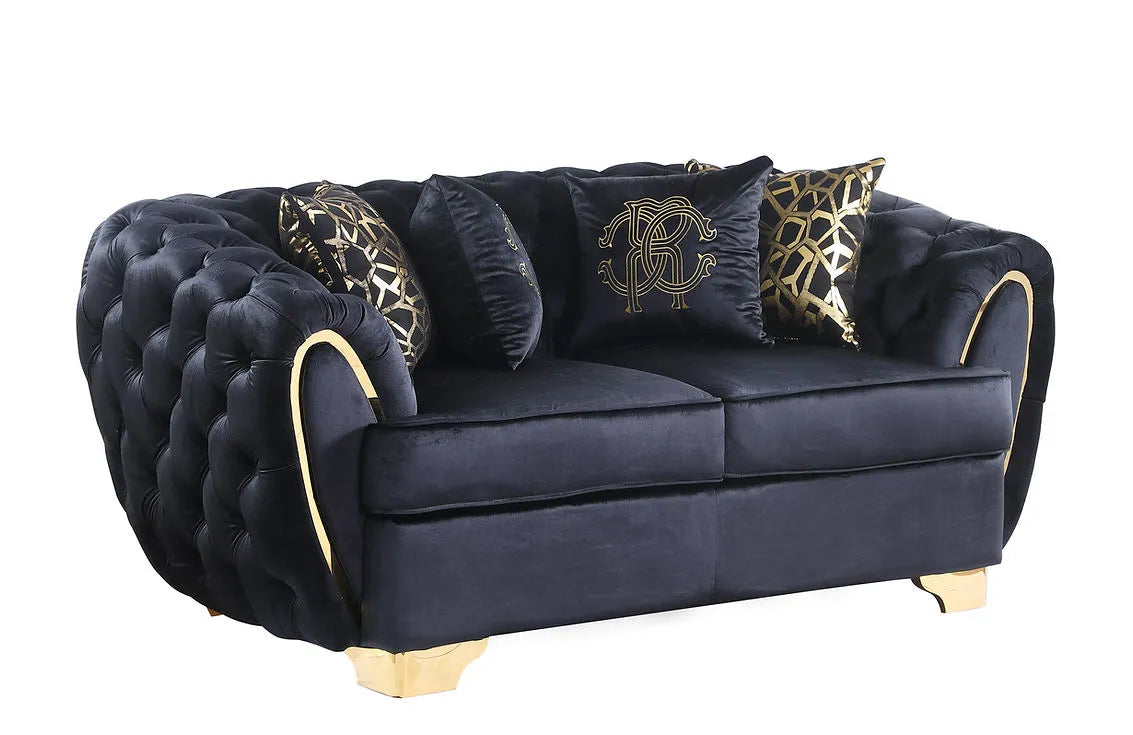 Mila Black Velvet Living Room Set by New Era Innovations at Eve Furniture