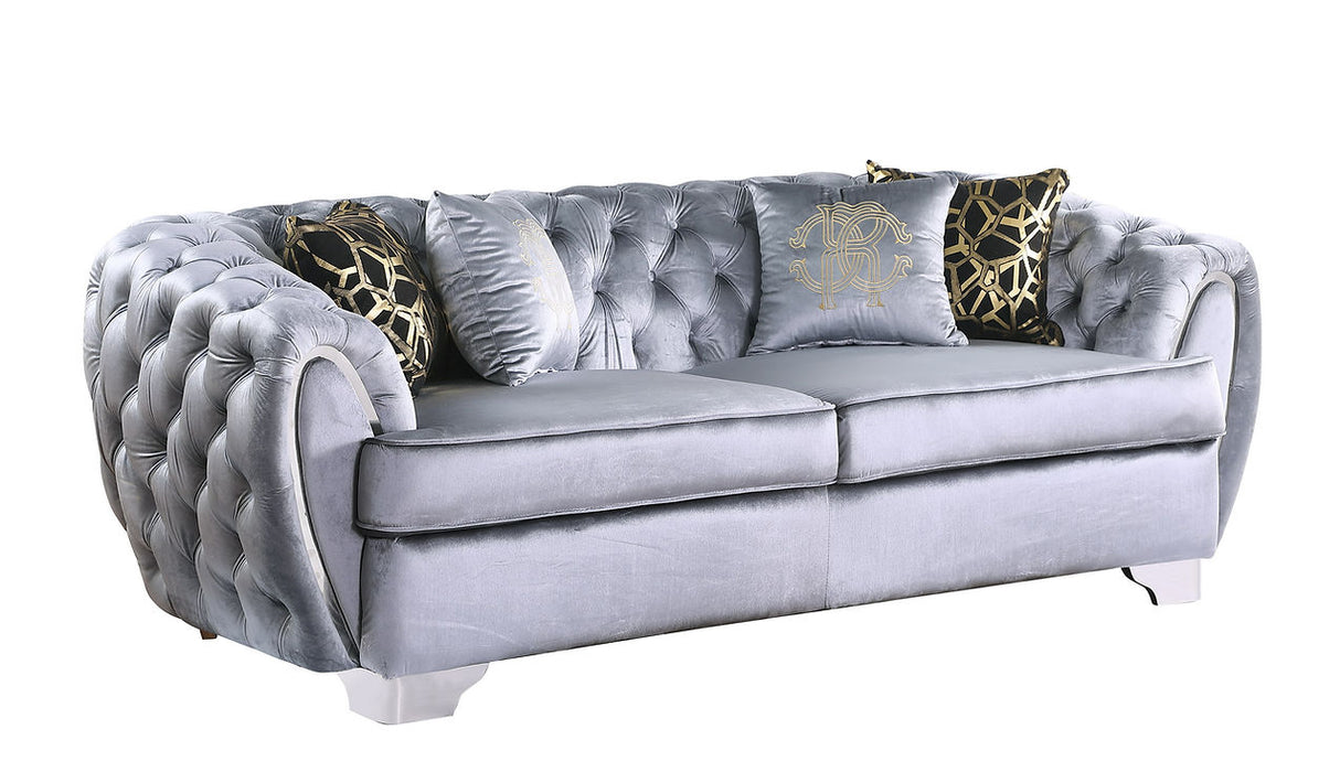 Mila Light Grey Velvet Living Room Set by New Era Innovations at Eve Furniture