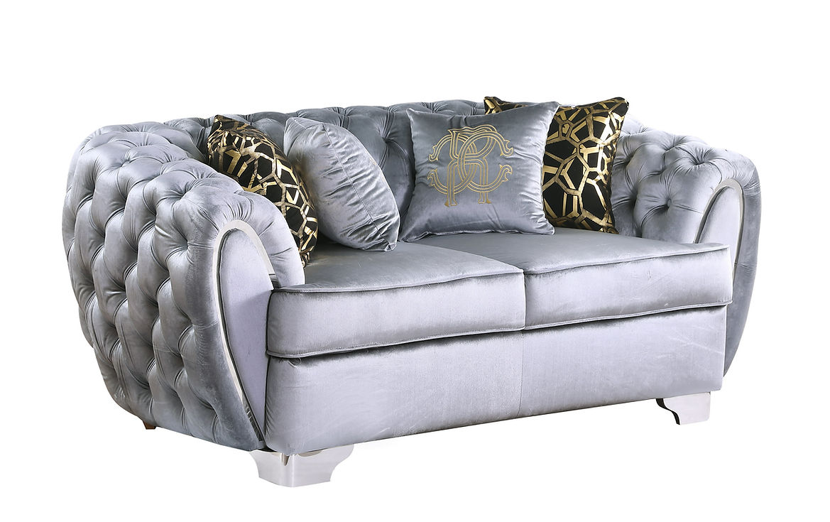Mila Light Grey Velvet Living Room Set by New Era Innovations at Eve Furniture