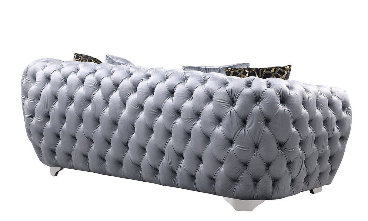 Mila Light Grey Velvet Living Room Set by New Era Innovations at Eve Furniture