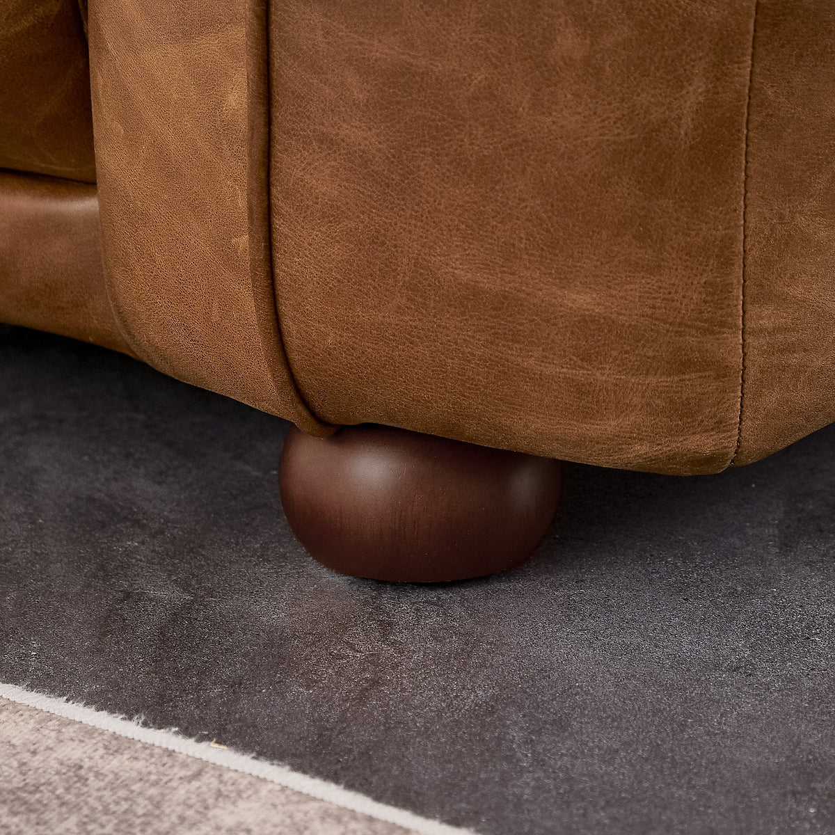 Mila Mid-Century Modern Brown Genuine Leather Sofa by Ashcroft Furniture at Eve Furniture