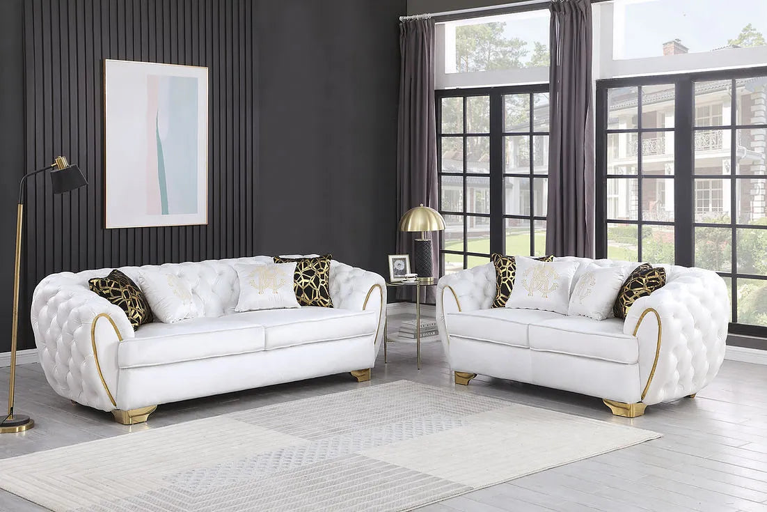 Mila White Sofa Loveseat by New Era Innovations at Eve Furniture