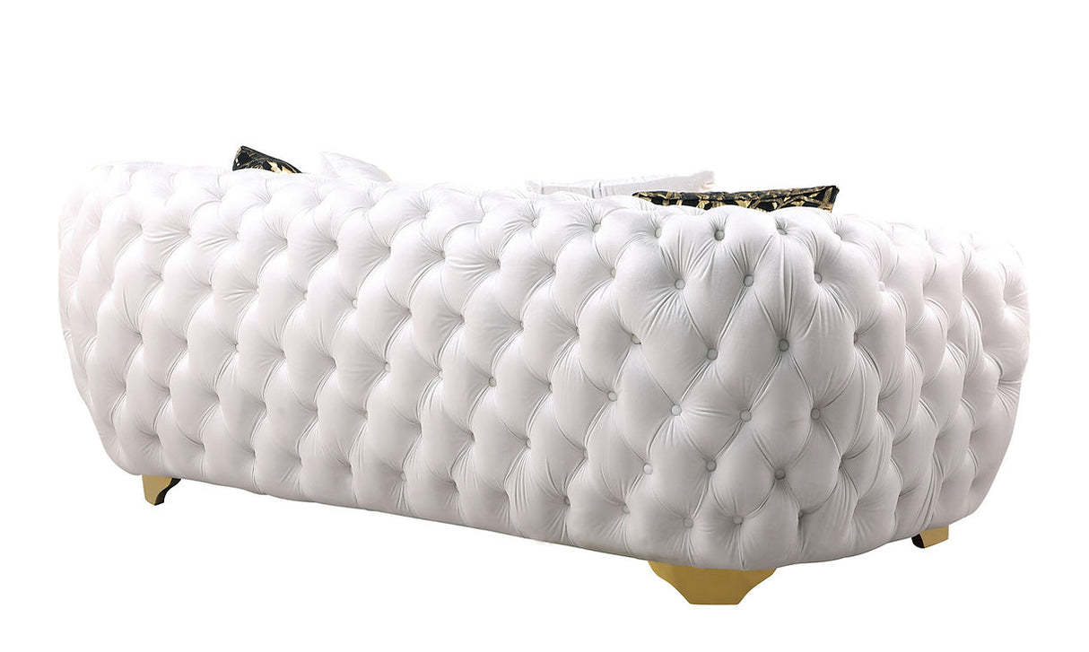 Mila White Velvet Living Room Set by New Era Innovations at Eve Furniture