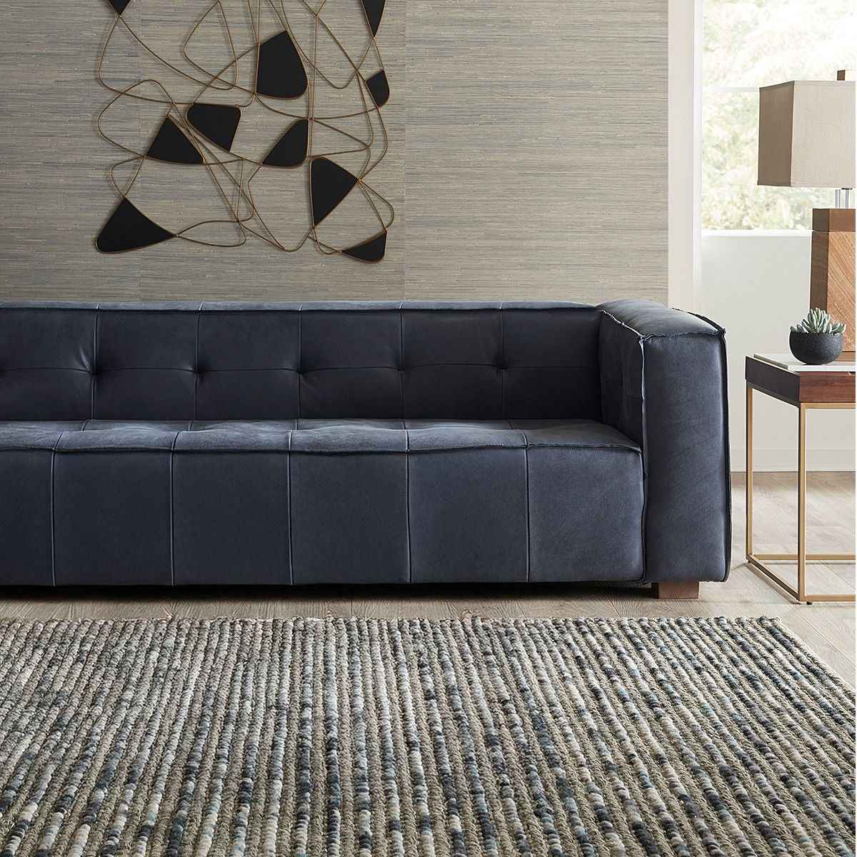 Milano 106" Sofa in Italian Blue Top Grain Leather by Home Trends & Design at Eve Furniture