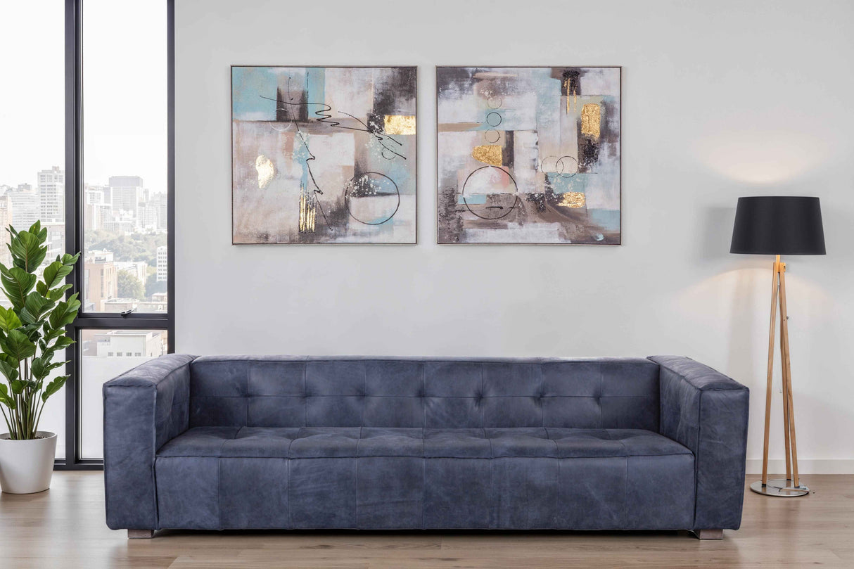 Milano 106" Sofa in Italian Blue Top Grain Leather by Home Trends & Design at Eve Furniture