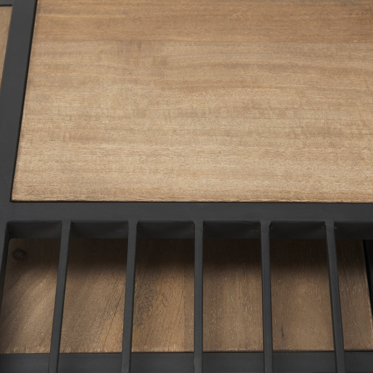 Miles Black Metal w/ Light Wood Nesting End/Side Table by Mercana at Eve Furniture