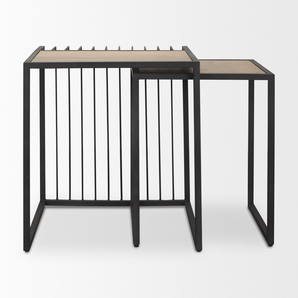Miles Black Metal w/ Light Wood Nesting End/Side Table by Mercana at Eve Furniture