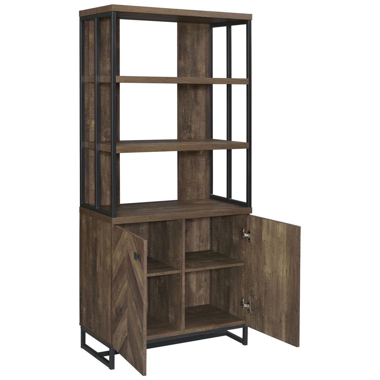 Millbrook Rustic Oak Herringbone/Gunmetal 2-Door Bookcase by Coaster at Eve Furniture