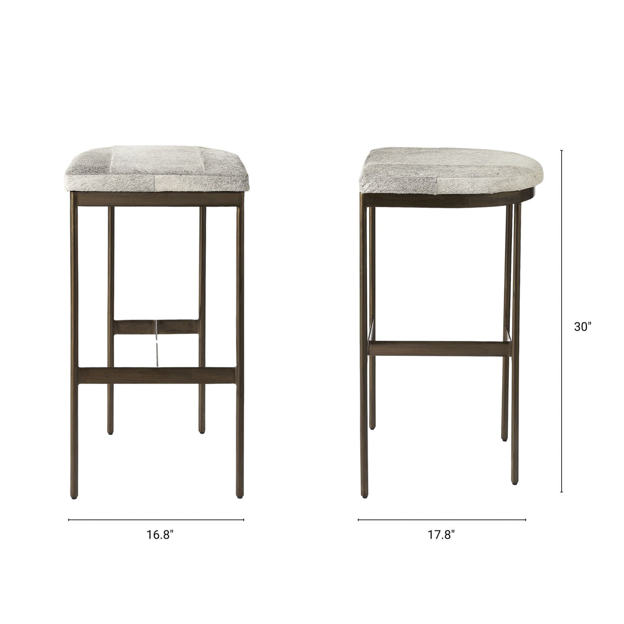 Millie 16.75 X 17.75 X 30 Hair-on-hide Seat W/ Gold Frame Bar Stool by Mercana at Eve Furniture