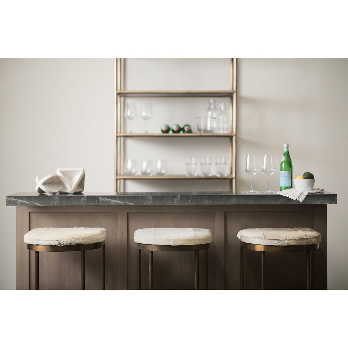 Millie Hair-on-hide Seat W/ Gold Metal Frame Counter Stool by Mercana at Eve Furniture