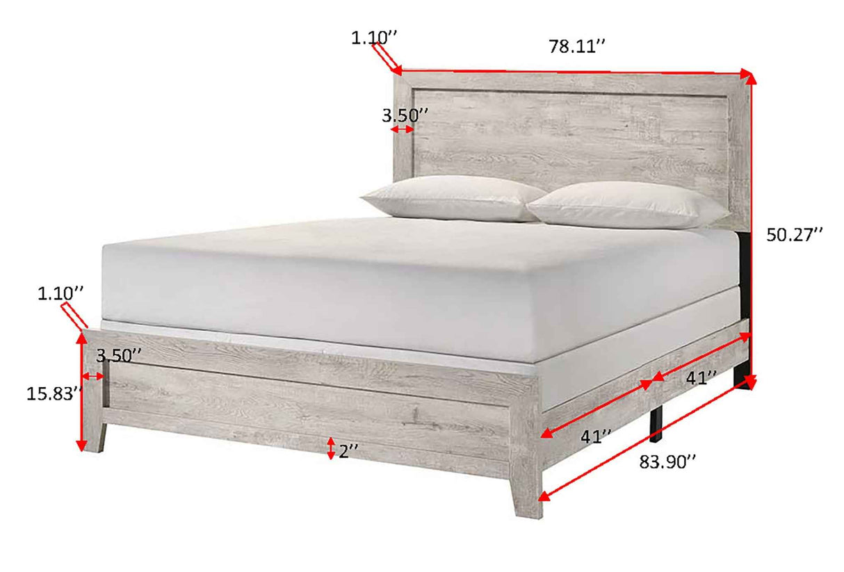 Millie Whitewash King Panel Bed