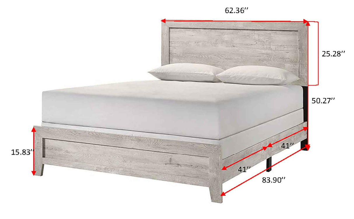 Millie Whitewash Queen Panel Bed