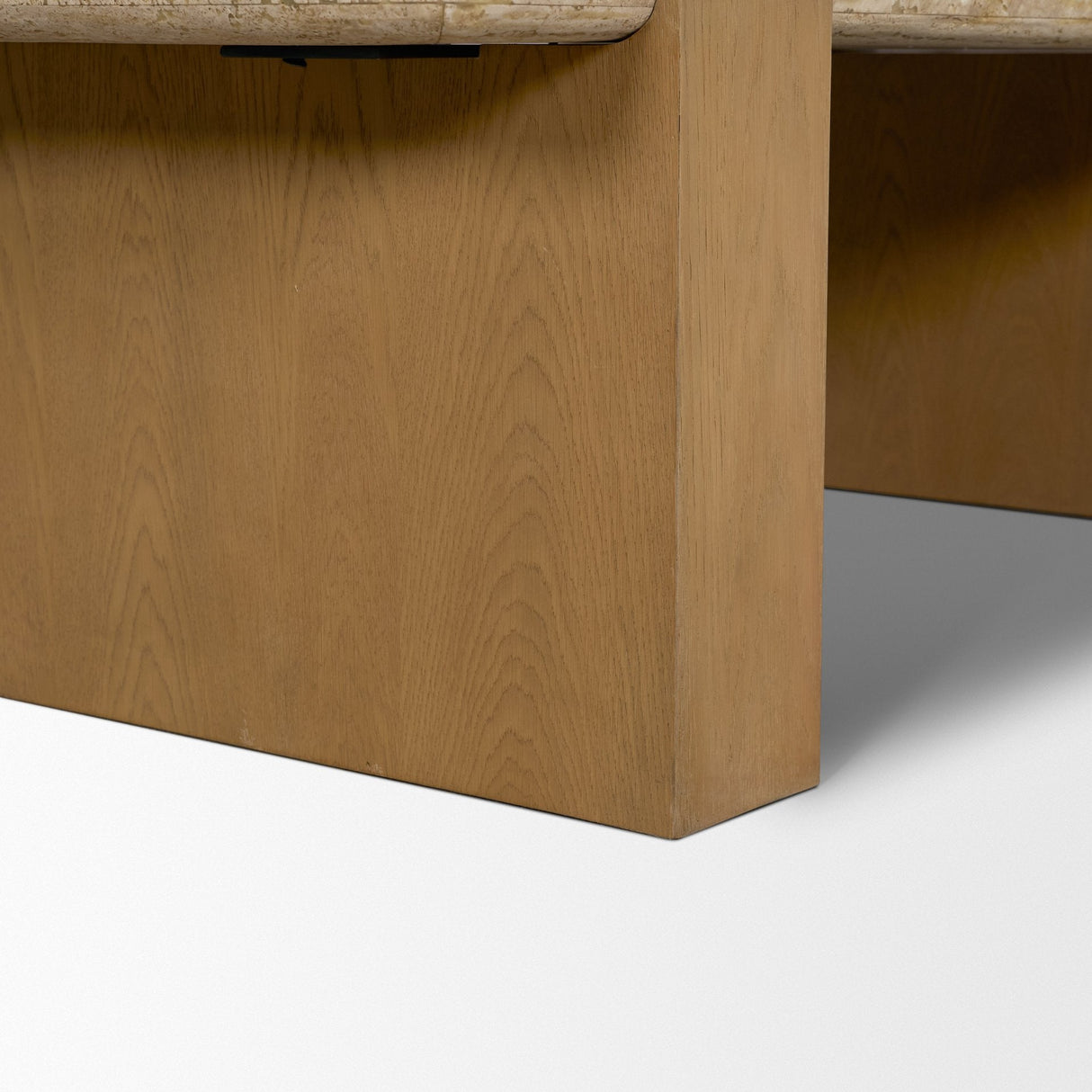Milos Travertine Top w/ Light Brown Oak Wood Coffee Table by Mercana at Eve Furniture