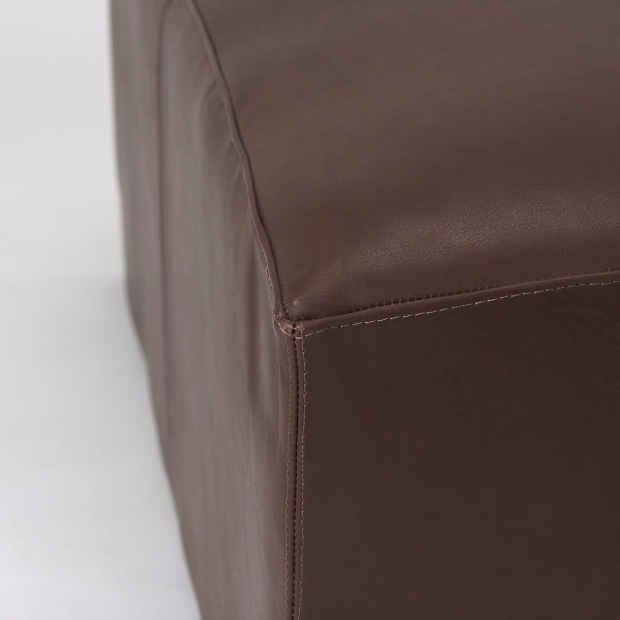 Minara 36L x 36W x 16H Square Dark Brown Leather Wrapped Ottoman by Mercana at Eve Furniture