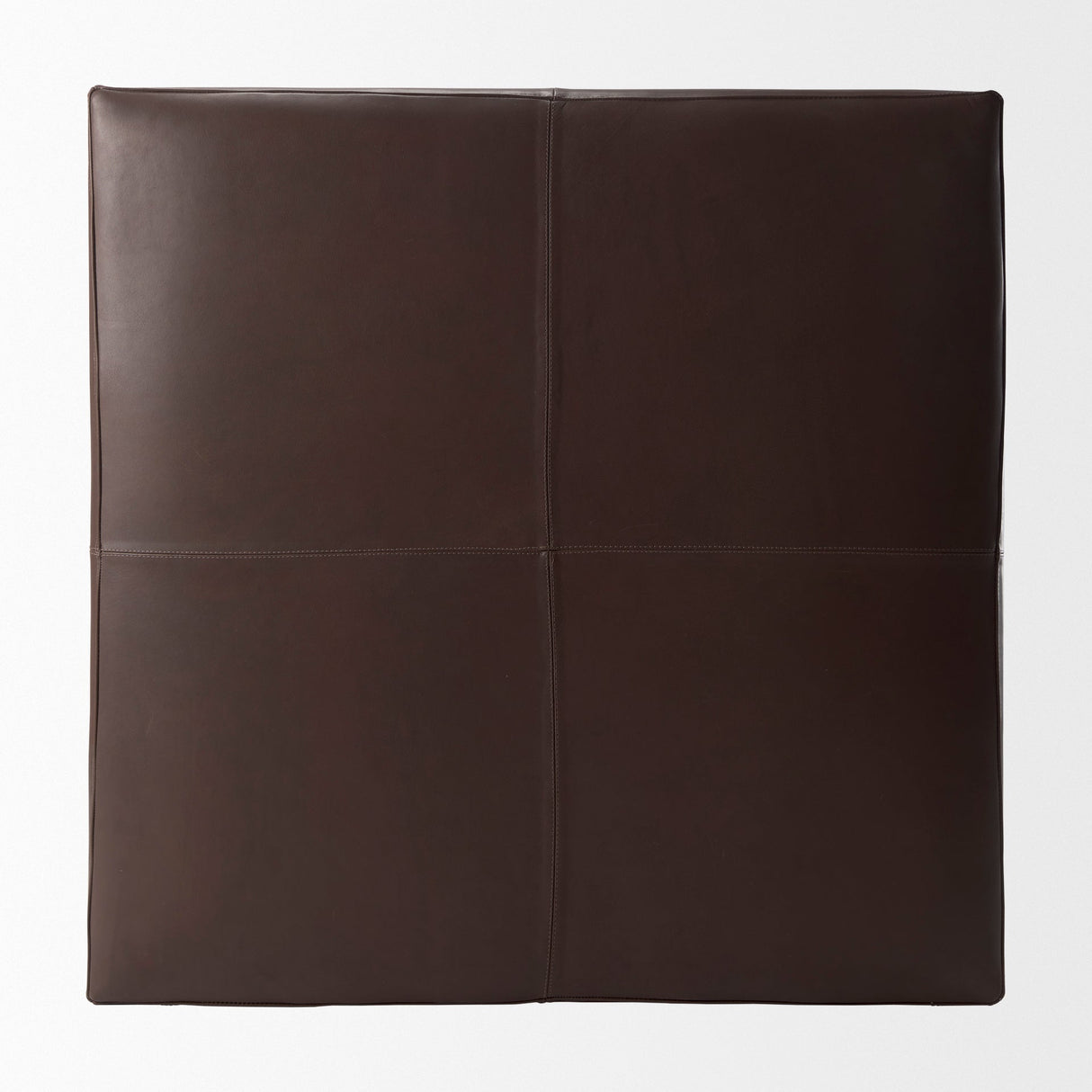 Minara Square Dark Brown Leather Wrapped Ottoman by Mercana at Eve Furniture