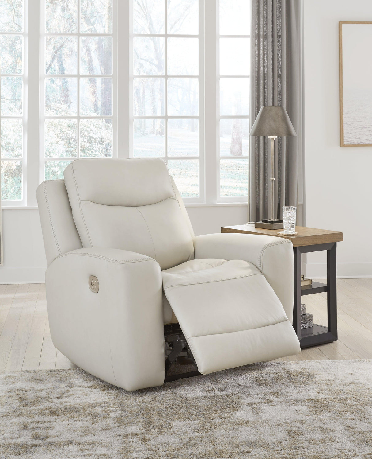Mindanao Coconut Dual Power Leather Recliner by Ashley at Eve Furniture