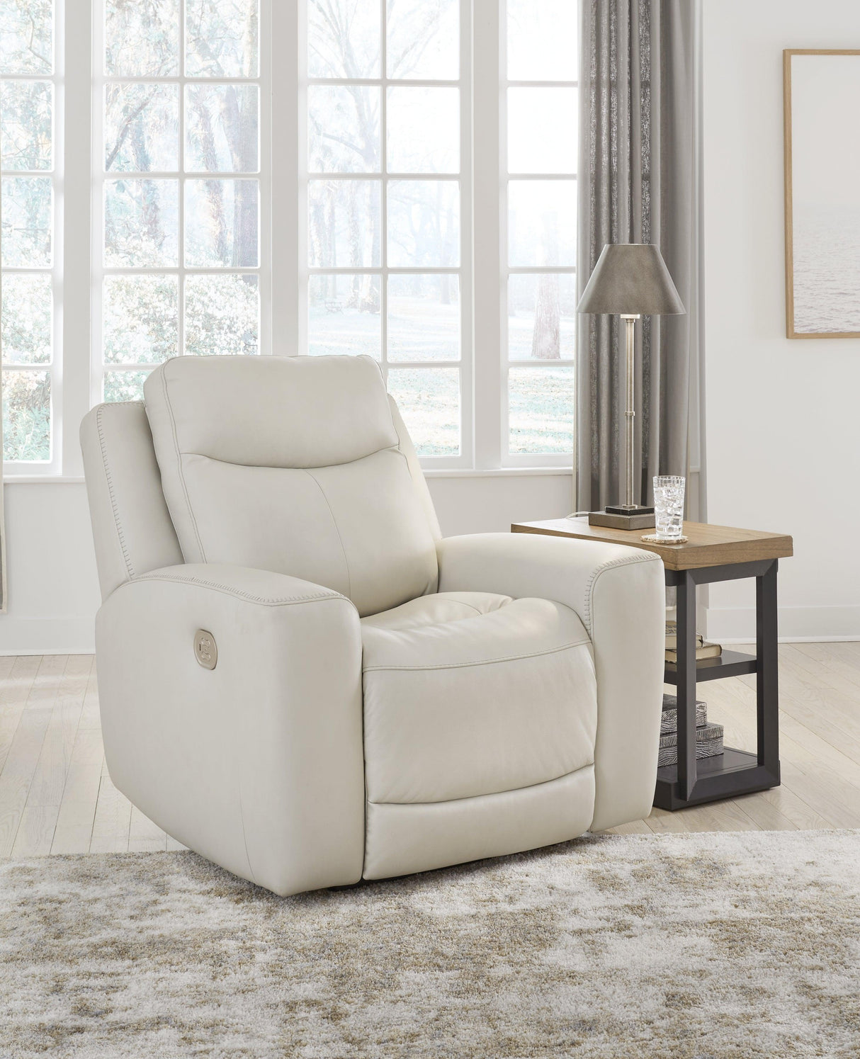 Mindanao Coconut Dual Power Leather Recliner by Ashley at Eve Furniture