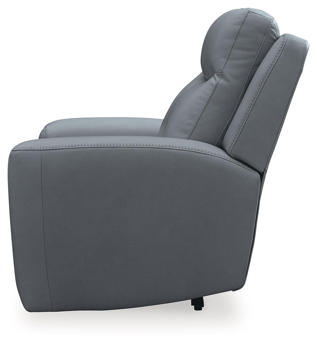 Mindanao Steel Dual Power Leather Recliner by Ashley at Eve Furniture