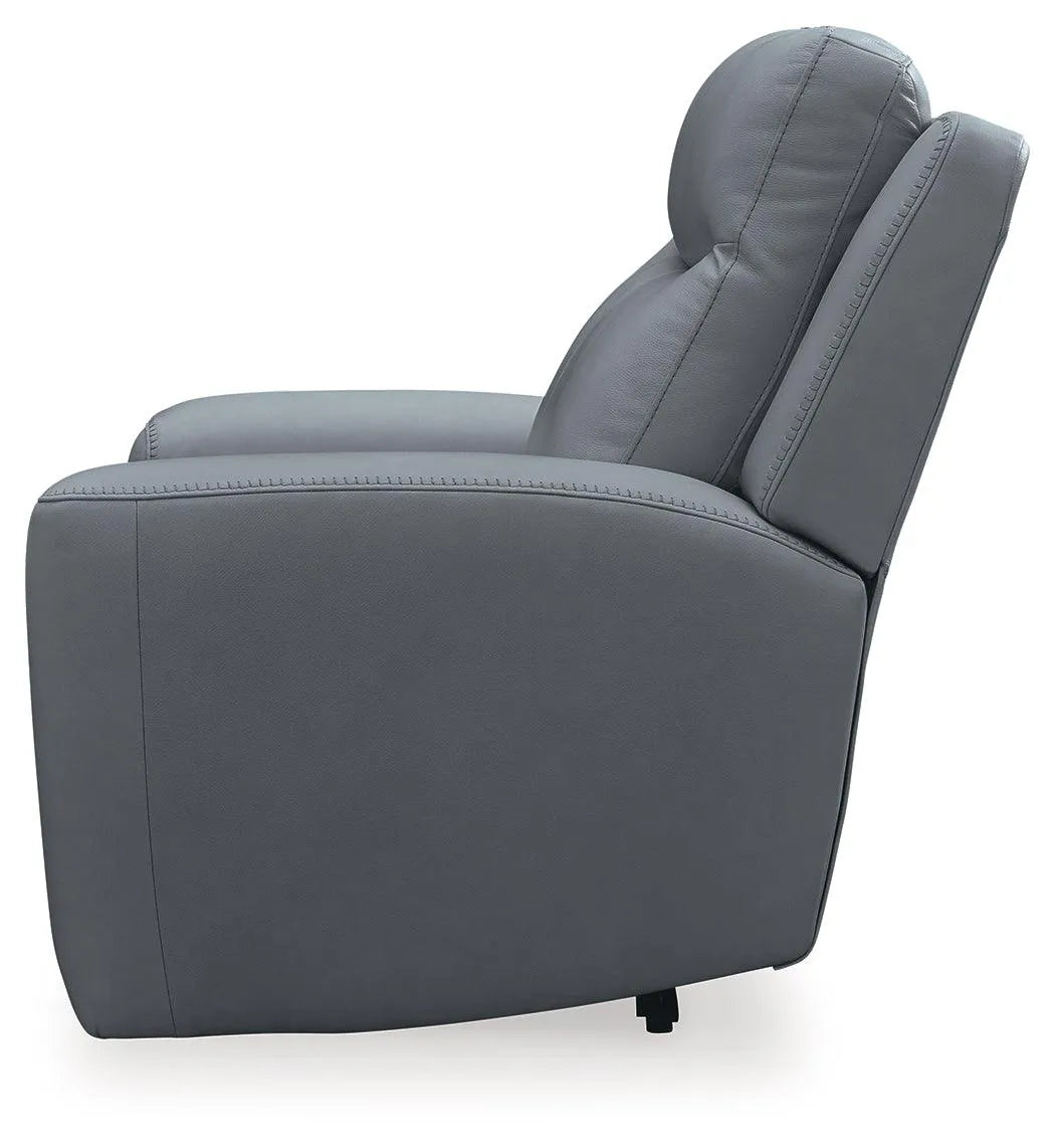 Mindanao Steel Dual Power Leather Recliner by Ashley at Eve Furniture