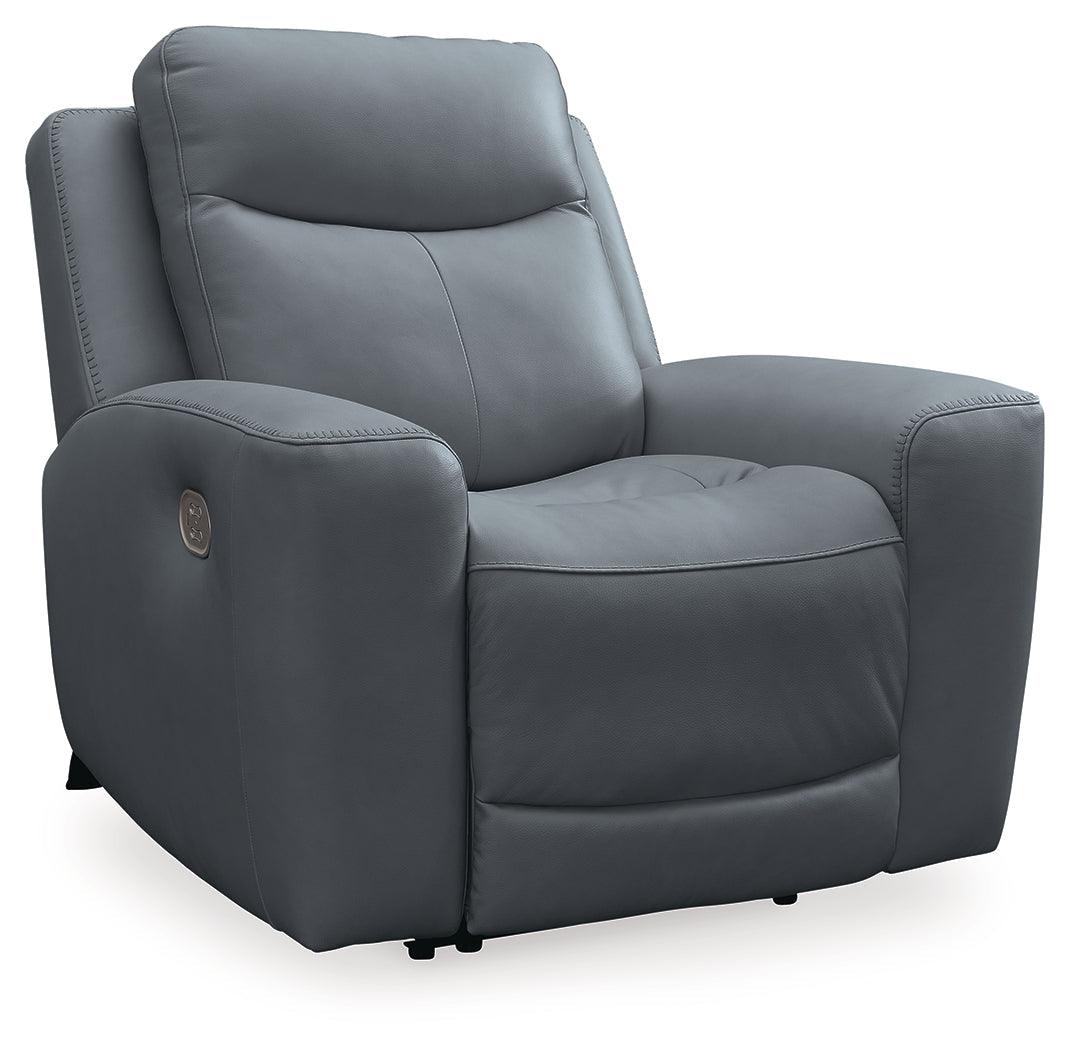 Mindanao Steel Dual Power Leather Recliner by Ashley at Eve Furniture