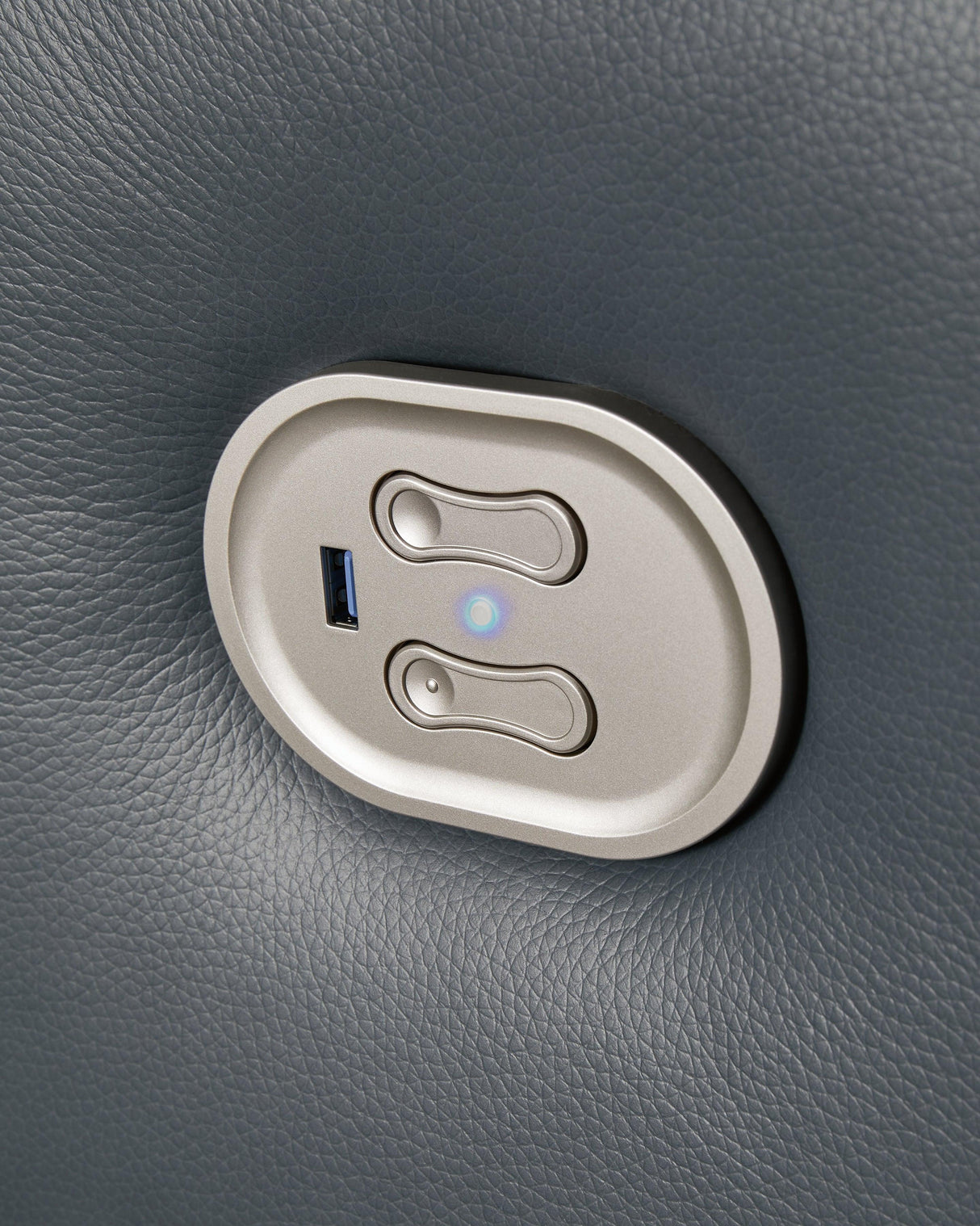 Mindanao Steel Dual Power Leather Reclining Loveseat with Console by Ashley at Eve Furniture