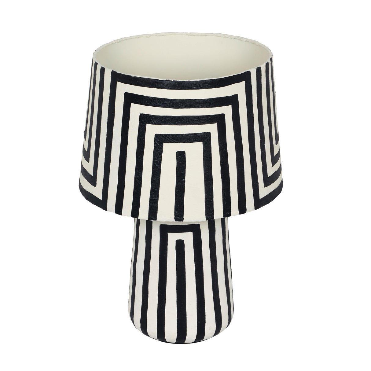 Minori Black Striped Papier Mache Table Lamp by TOV Furniture at Eve Furniture