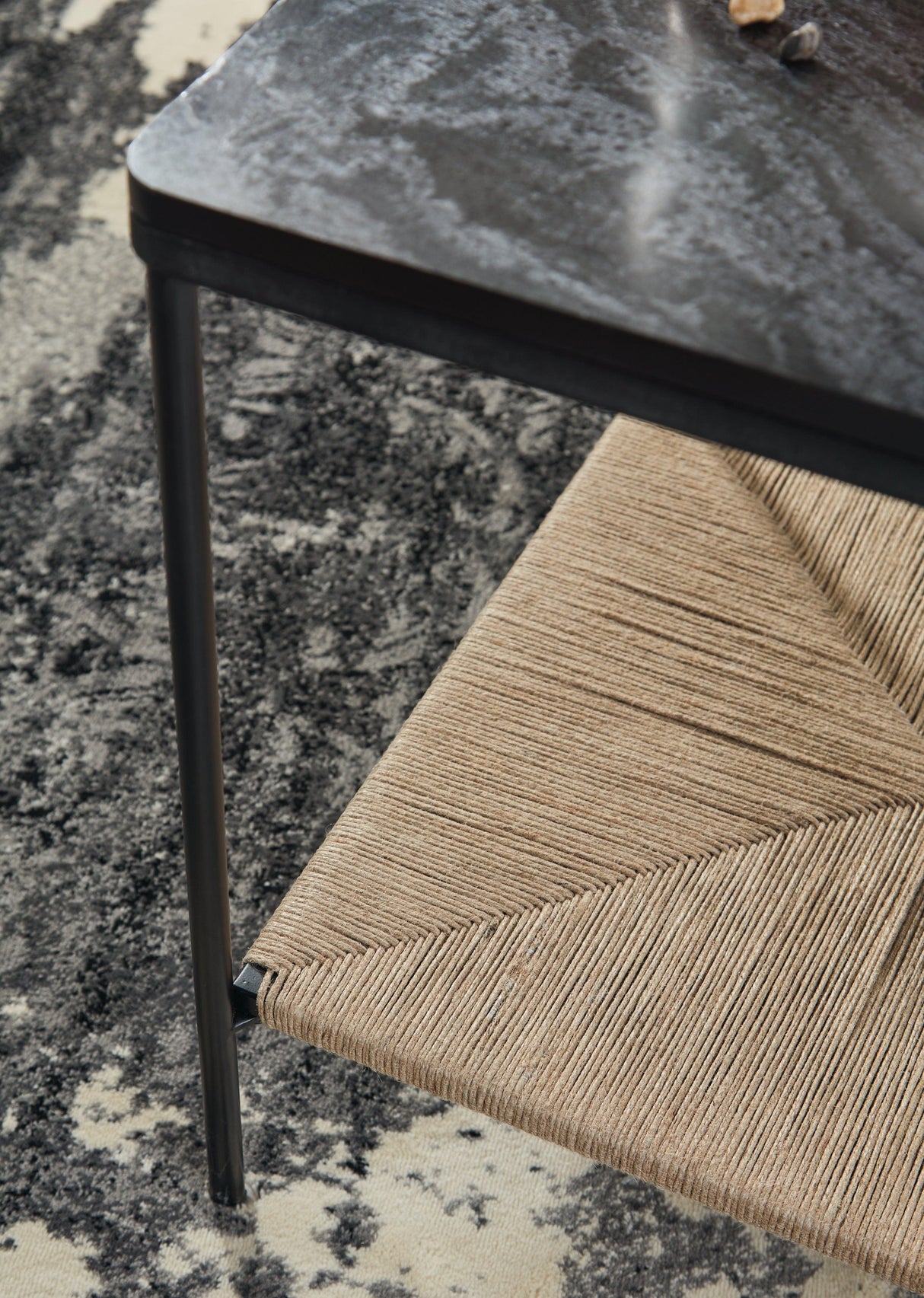 Minrich Black/Natural Accent Table by Ashley at Eve Furniture