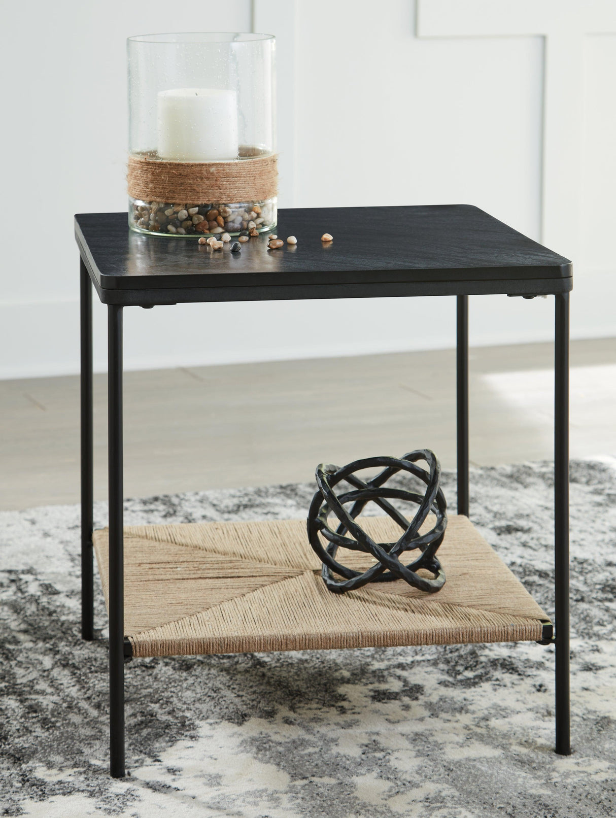 Minrich Black/Natural Accent Table by Ashley at Eve Furniture