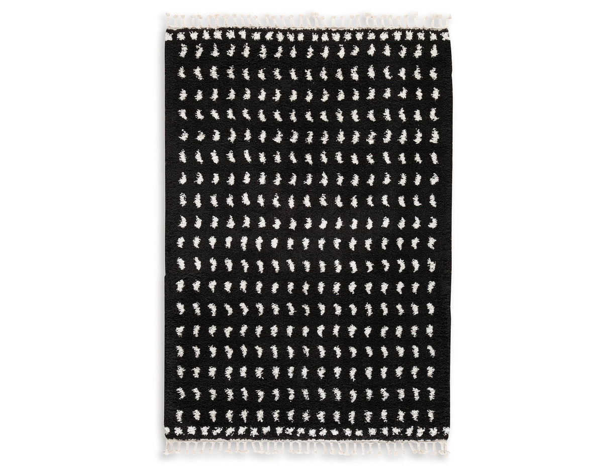 Minston Black/White 5' x 7' Rug by Ashley at Eve Furniture