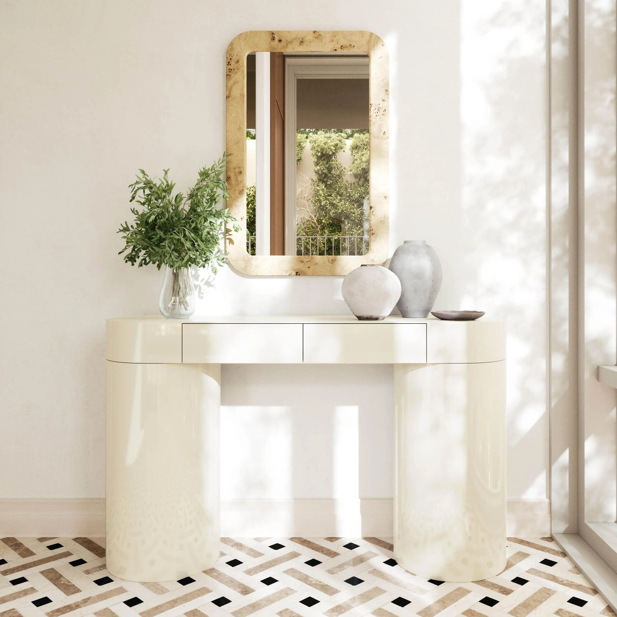 Mira High Gloss Console Table by TOV Furniture at Eve Furniture