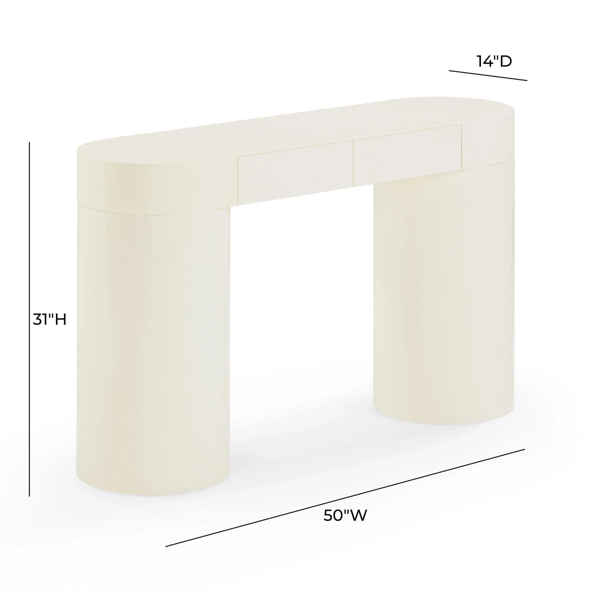 Mira High Gloss Console Table by TOV Furniture at Eve Furniture