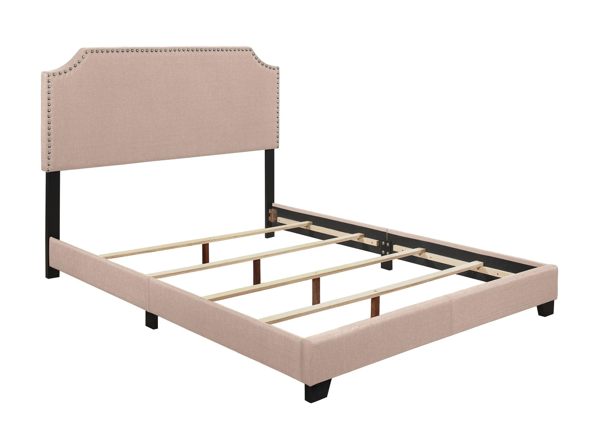 Miranda Beige King Upholstered Bed by Homelegance at Eve Furniture