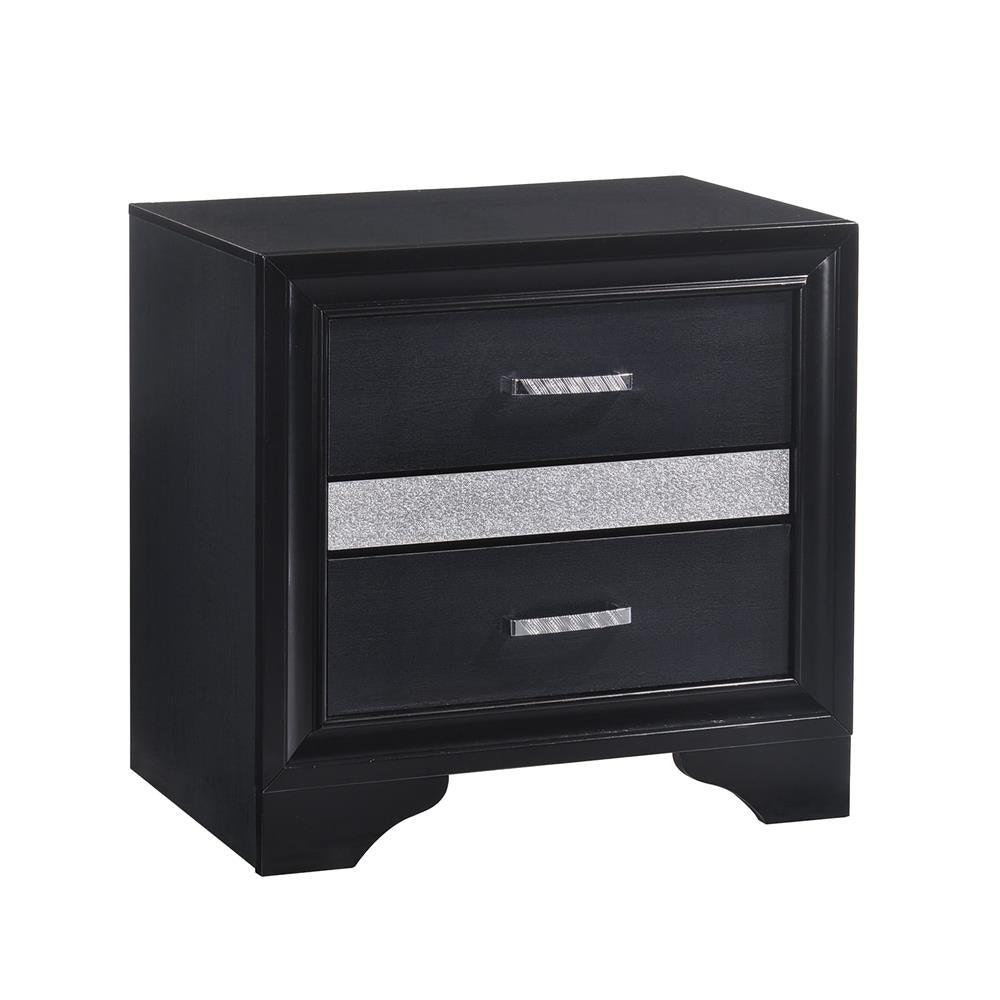 Miranda Black 2-Drawer Nightstand Tray by Coaster at Eve Furniture