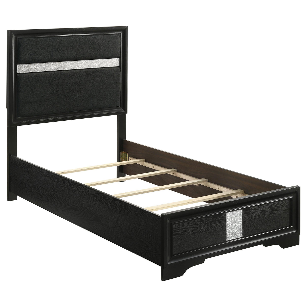Miranda Black 55-inch Upholstered Twin Panel Bed by Coaster at Eve Furniture
