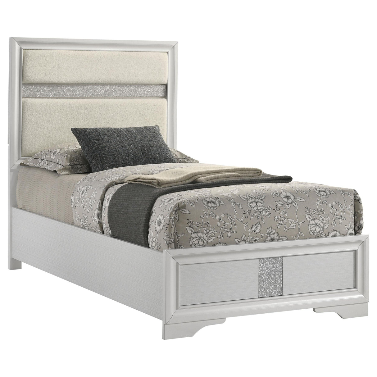 Miranda White 55-inch Upholstered Twin Panel Bed by Coaster at Eve Furniture