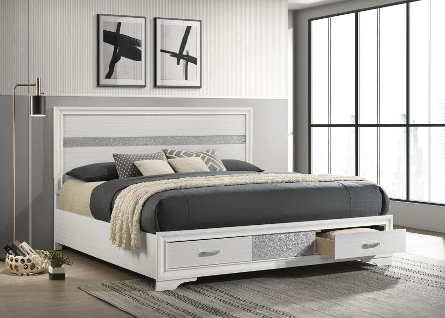 Miranda White Eastern King 2-Drawer Storage Bed by Coaster at Eve Furniture
