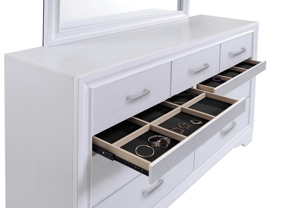 Miranda White/Rhinestone 7-Drawer Dresser by Coaster at Eve Furniture