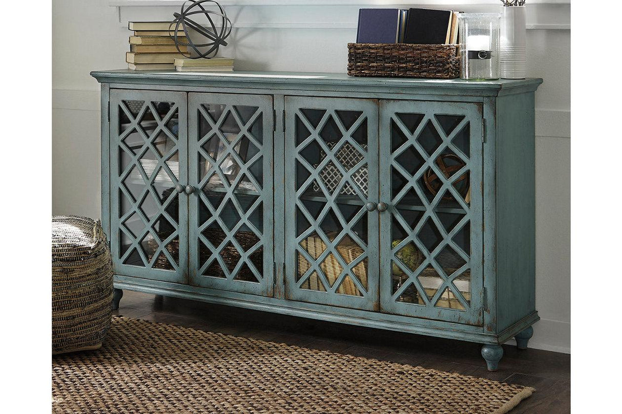 Mirimyn Antique Teal Accent Cabinet by Ashley at Eve Furniture
