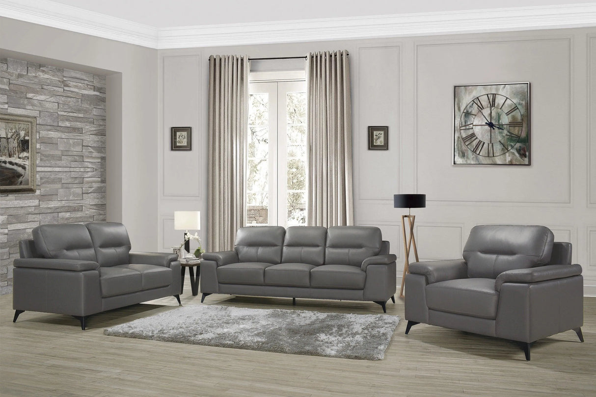 Mischa Dark Gray Top-Grain Leather Living Room Set by Homelegance at Eve Furniture