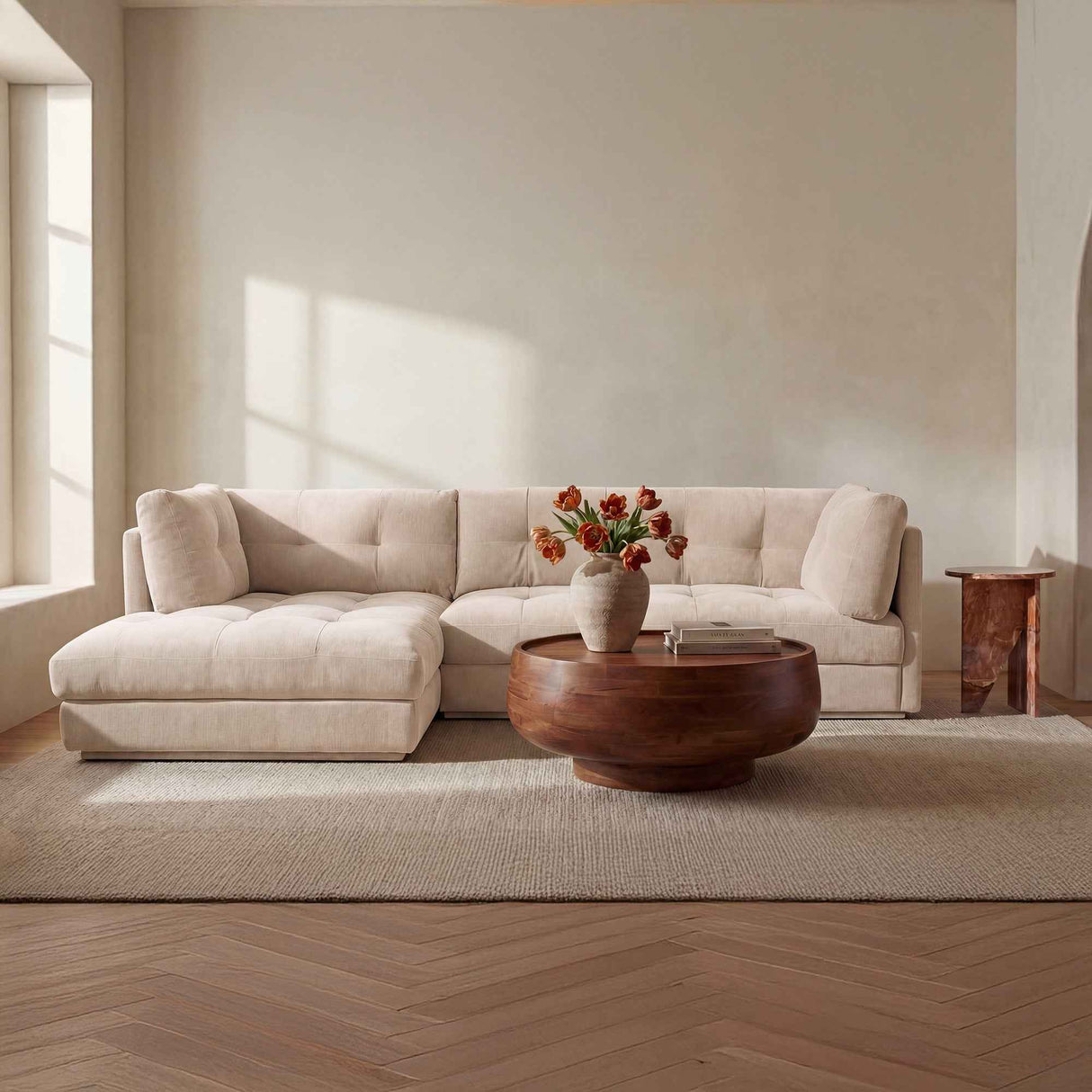 Mischa Light Beige Left Sectional by Moe's Home at Eve Furniture