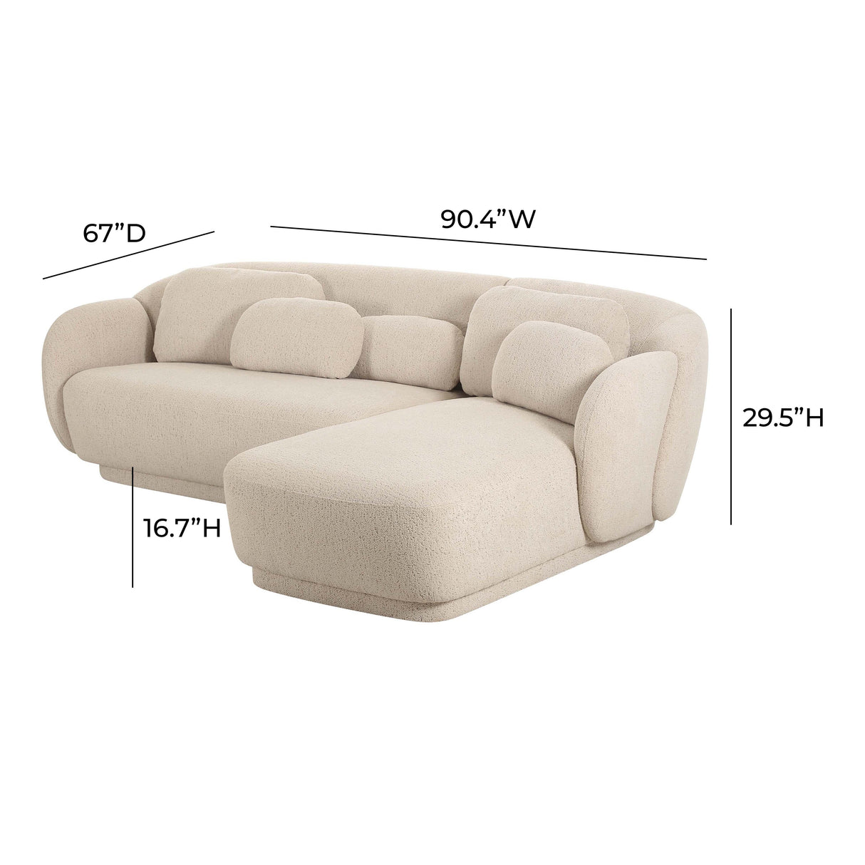 Misty Cream Boucle Sectional by TOV Furniture at Eve Furniture